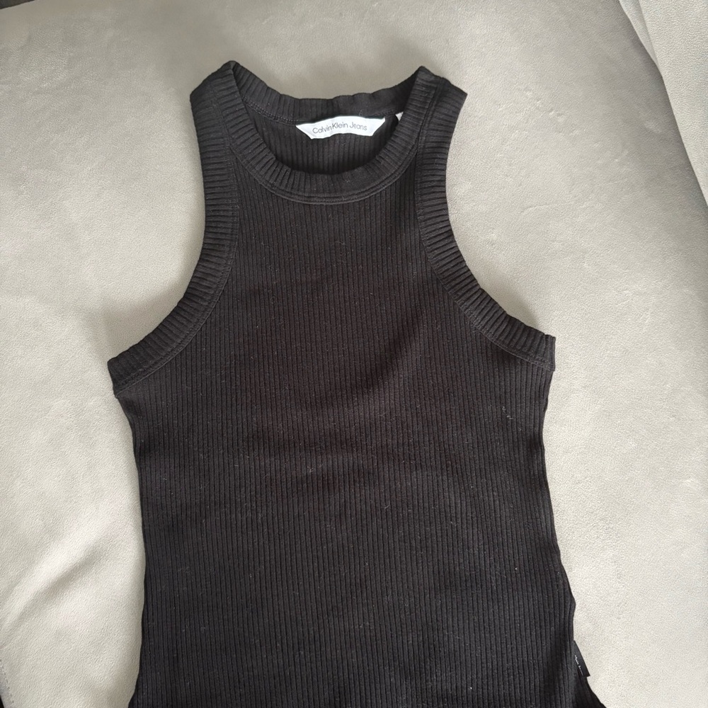 Calvin Klein Charcoal Ribbed Knit bodysuit